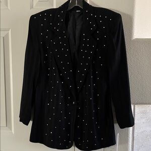 Sophisticated Black Crystal Studded Women's Blazer